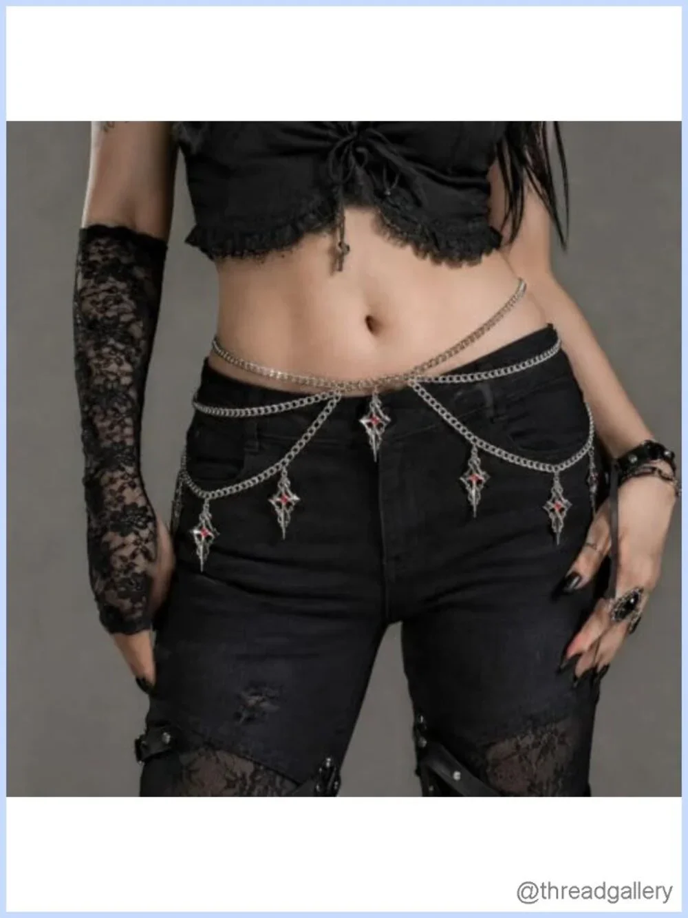 Gothic Layered Waist Chain Adjustable Alloy Belt for Cosplay Party